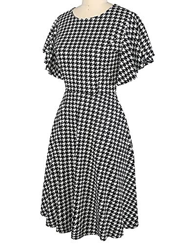 Image of oxiuly Wedding Church Vintage Cocktail Dresses with Pockets Summer Casual Floral Dress for Women Flare376