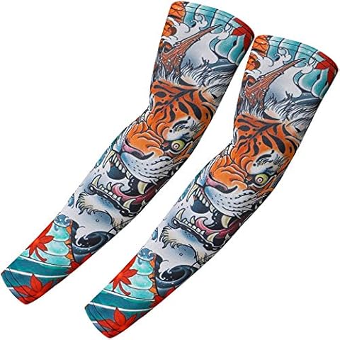 Red Plume Arm Sleeves UV Protection for Men or Women Cycling, Running, Roller Skating, Fishing, Style C, One-size Cover