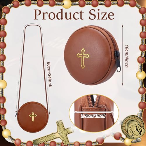 Image of Leather Communion Burse for Pyx, Catholic Pyx Case with Strap for Communion Host Priests Deacons Gifts