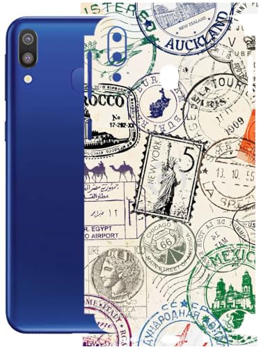 Image of AtOdds - Full Body Back Screen Guard Protector Film - Lamination Wrap Skin Sticker Compatible with Samsung Galaxy M20 | Scratchproof Matte Finish (Stamps)