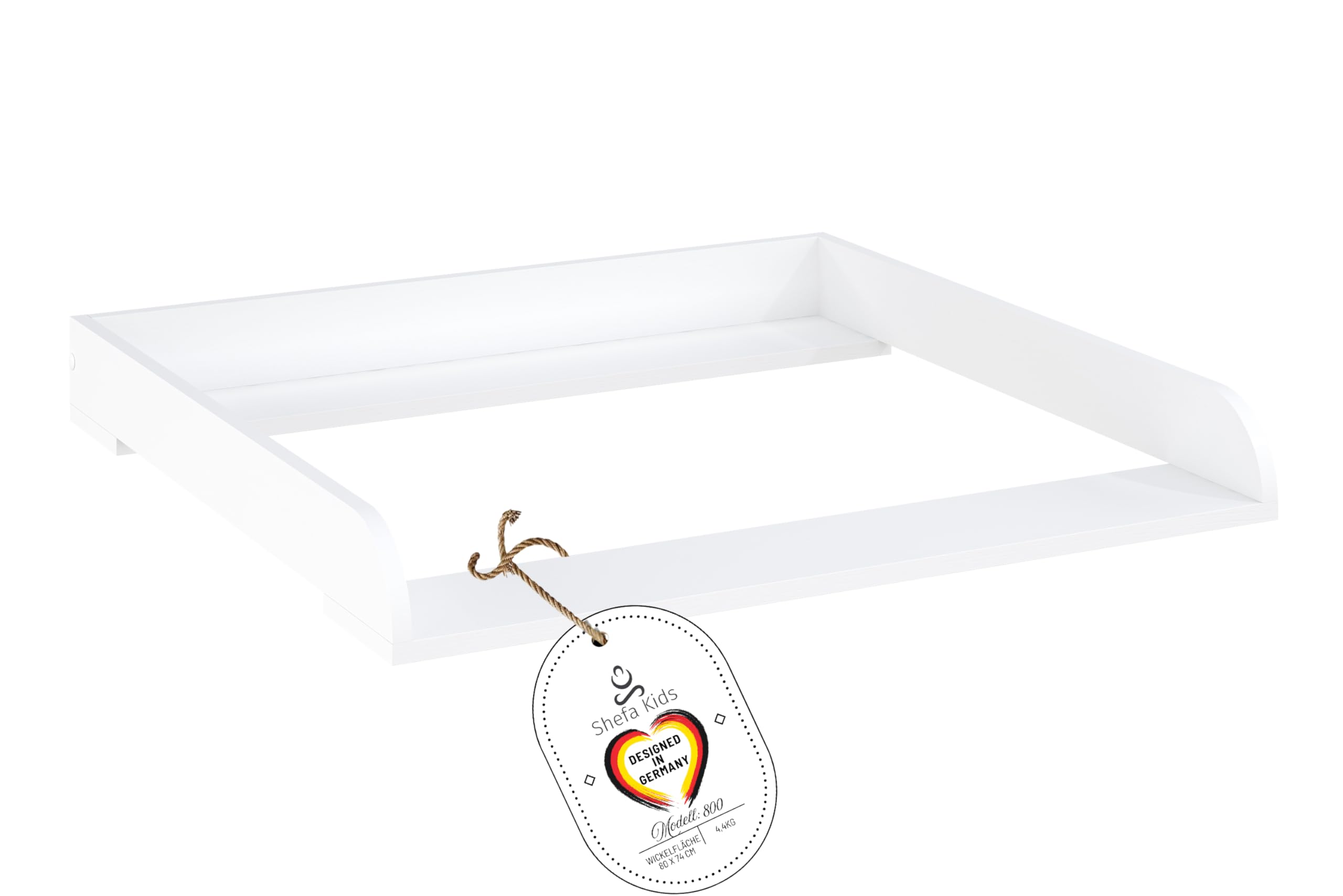 Shefa Kids Wickelaufsatz 800 - Universeller Wickeltischaufsatz für Ikea Kommoden MALM, HEMNES und NORDLI, Weiß