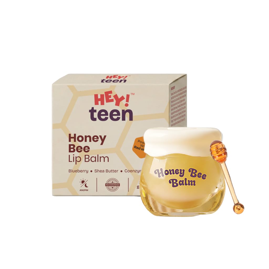 HEY TEEN Honey Bee Lip Balm with Red Honey, Shea Butter & Seabuckthorn Oil, Natural Moisturizing & Repairing, Glossy Finish, Natural-image-30