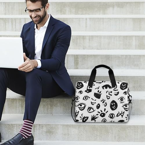 Bolsa de hombro para portátil con patrón de garabatos miniatura 3