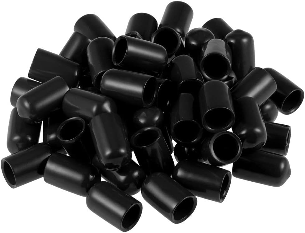 MACHSWON 50pcs Rubber End Caps, 10mm ID, Black, Protectors for Screws Tubes, Cables, Wires, etc, 10 mm