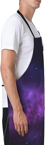 Miniatura 3 de Magic Galaxy Sky Purple Print Delantal impermeable con correa ajustable para el cuello delantal de cocina delantal de chef babero para mujeres
