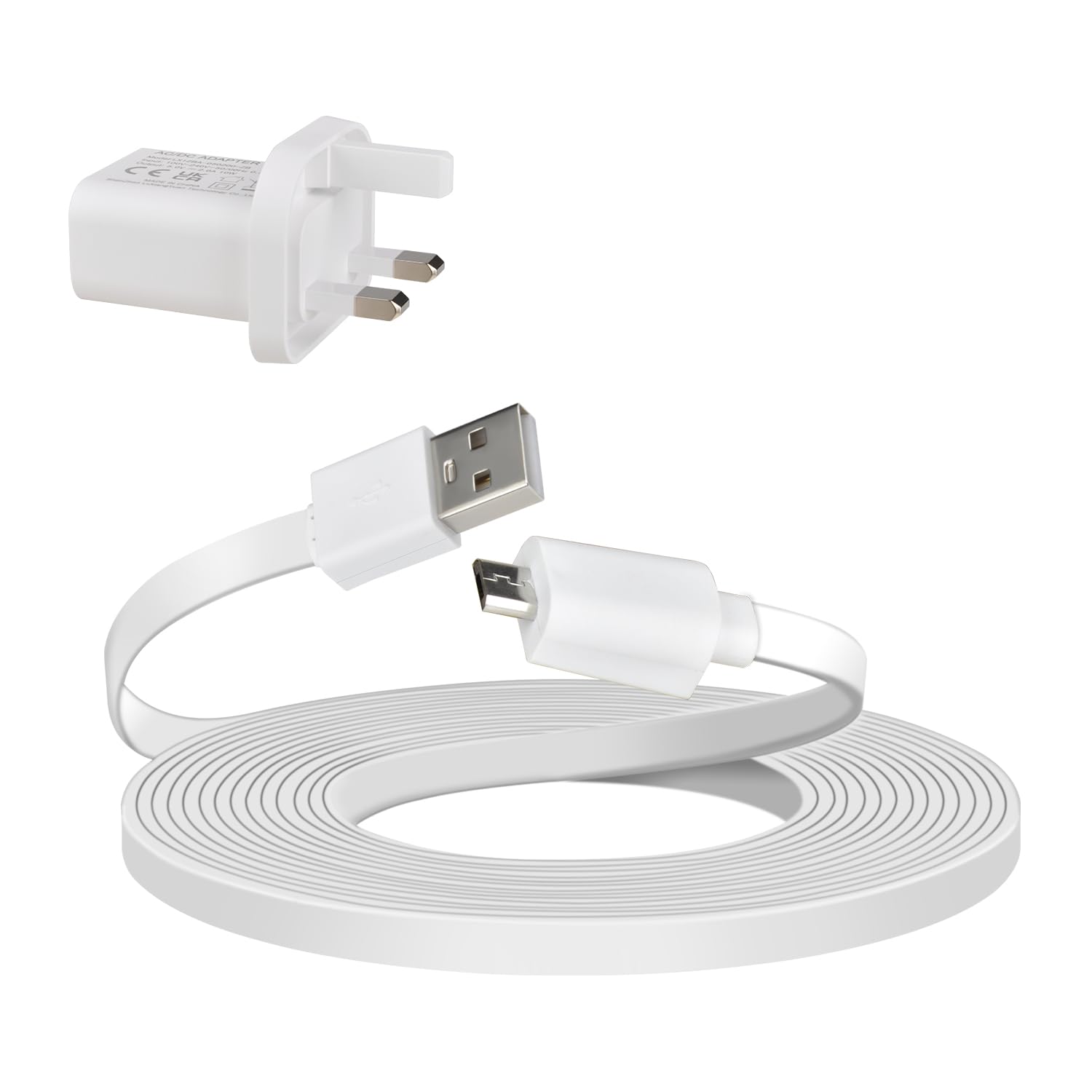 VIEWZONE Charge Cable Compatible with Ring Indoor Camera (2nd Gen), 6m Long Power Cable with Wall Plug to Power Security Camera Continuously, White