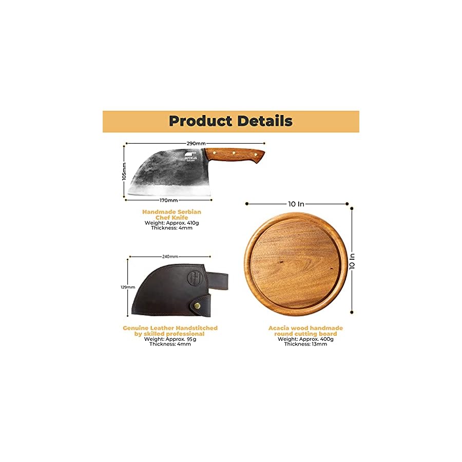 Serbian-Chef-Knife-Heavy-Duty-Butcher-Knives-Set-Professional-Carbon-Steel-Cleaver-Knife-wSheath-Rustic-Full-Tang-Big-Camp-Bone-Chopper-for-Men-BBQ-Cutting-Kitchen-Cooking-Chopping GUSMAN CUTLERY Serbian Chef Knife - Heavy Duty Butcher Knives Set Professional Carbon Steel Cleaver Knife w/Sheath Rustic Full Tang Big Camp Bone Chopper for Men BBQ Cutting Kitchen Cooking Chopping