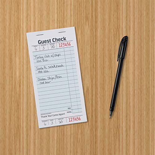 image for AmazonCommercial Guest Check Pads, Single Part, Perforated, White, 3-2