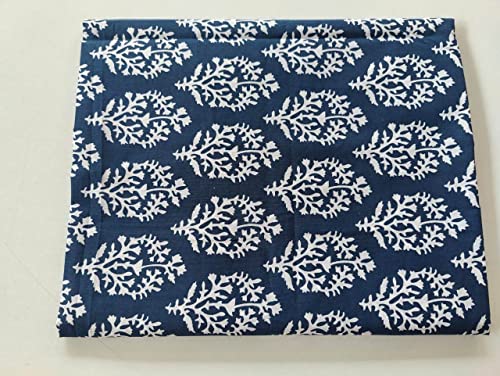 Image of Floral Printed Cotton Print Fabric Cloth Block Print Floral Print Fabric Running Jaipuri Hand Block Printed Women Dress Material Kurtis Natural 44 inch Inches Width 2.5 Meter (Pattern 18)