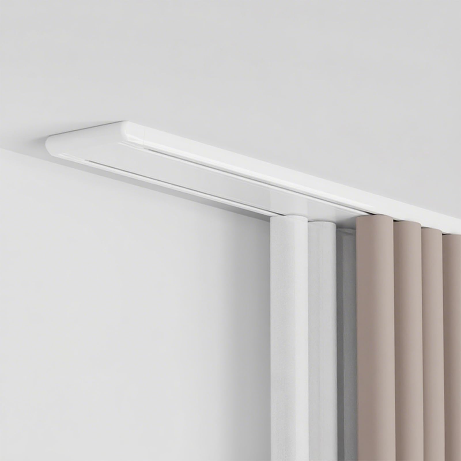 Set di binari per tende a doppio binario a soffitto, binari scorrevoli in alluminio lisci e silenziosi, supporto robusto per tende,per camera da letto, soggiorno e ufficio(White,1.5m(4.9ft))