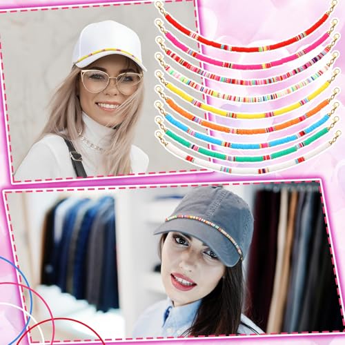 Image of Geyoga 9 Pcs Trucker Hat Chains Trucker Hat Charms Women Man Bill Decoration Detachable DIY Metal Chain for Mesh Baseball Cap(Multicolor,Bead Style)