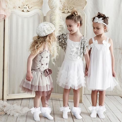 Zando Ruffle Socks for Girls - Double Lace Frilly Ankle Tutu Socks4