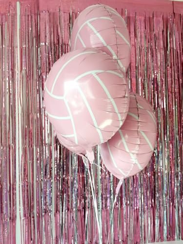 Image of 6pcs 18 inch Pink Volleyball Balloons Volley Ball Balloon Girl Sports Balloons for Volleyball Birthday Party Decoration Volleyballs Baby Shower Girl Sports Theme Party Senior Night Party Decor Supplies