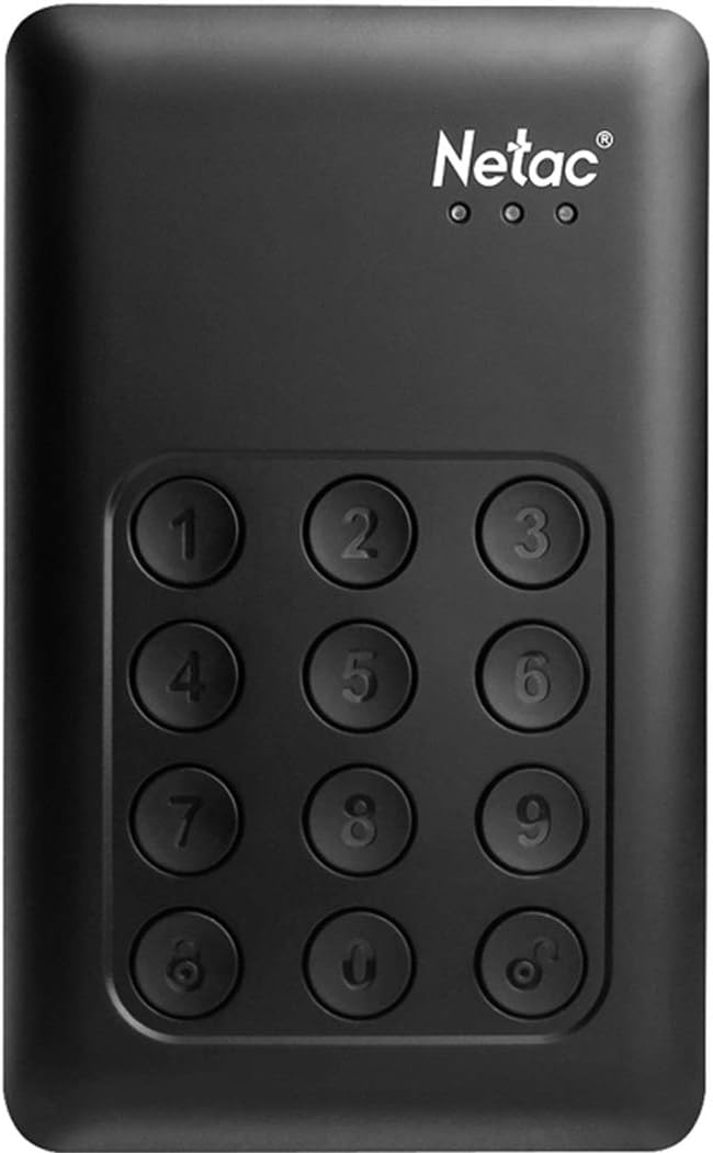 Encrypted Portable Hard Drive - External 1TB USB 3.0 Keypad Lock Hard Disk 256-bit AES Physical Hardware Encryption Secure HDD