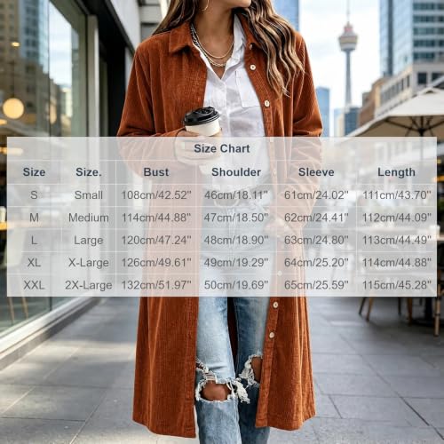 MaMiDay Women's Corduroy Shirt Button Down Long Jacket with Pockets - image 6