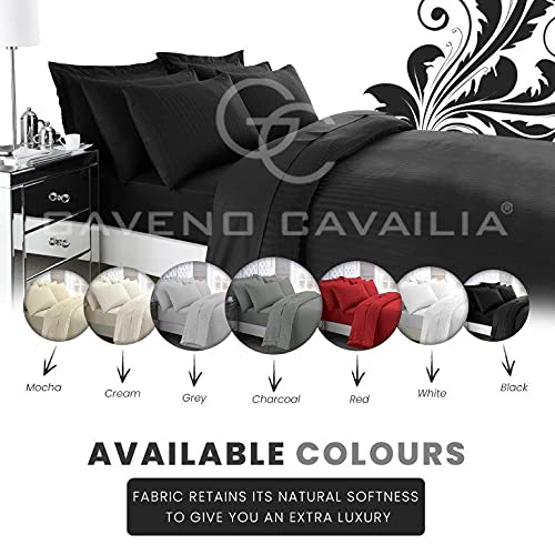 GC GAVENO CAVAILIA Fitted Sheets Super King Size- 100% Egyptian Cotton Bed Sheets- 200 Thread Count Anti Allergy Bedding- Black - Image 3