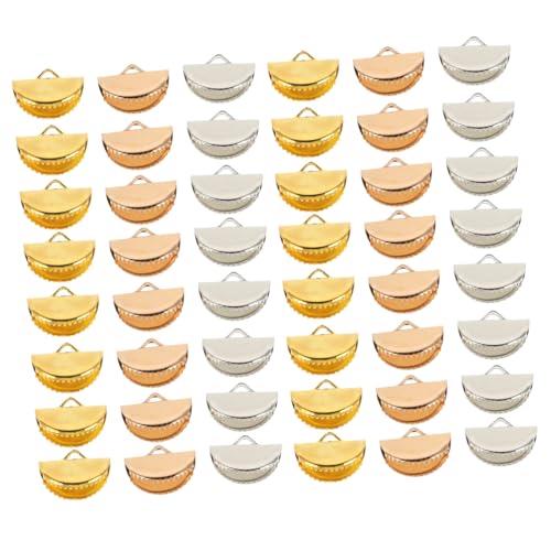 DIYEAH Ribbon End Crimps Kit 150pcs Half Round Buckles Clamp Cord Ends Jewelry Making Findings Metal Jewelry Cord Ends Clip