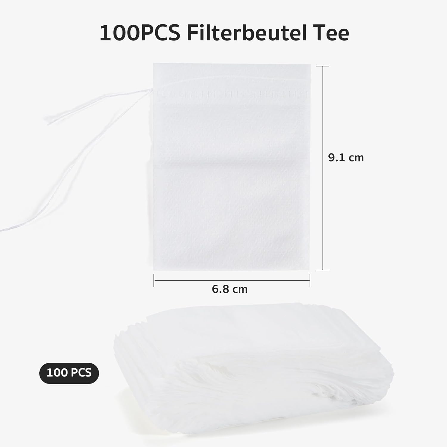 100 sztuk filtrów do herbaty sypkiej, 7 x 9 cm, jednorazowe torebki do herbaty ze sznurkiem, wielokrotnego użytku, do herbaty, przypraw, wanilii, lawendy, kawy (białe)