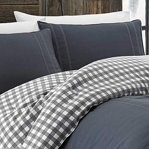 Image of Eddie Bauer - Twin Comforter Set, Reversible Bedding with Matching Sham, Pre-Washed for Added Softness, Medium Weight, Dorm Essentials (Kingston Charcoal)