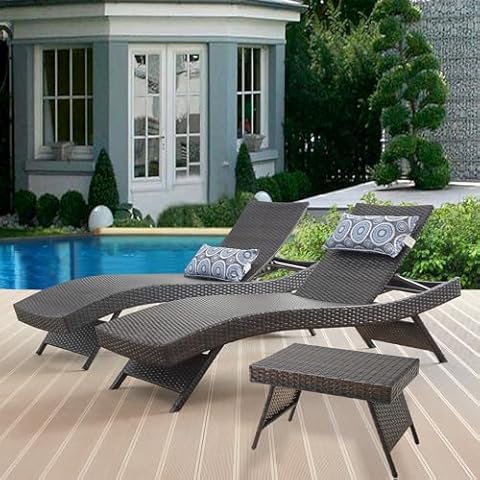 Summax PE Rattan Chaise Lounge Set Cover