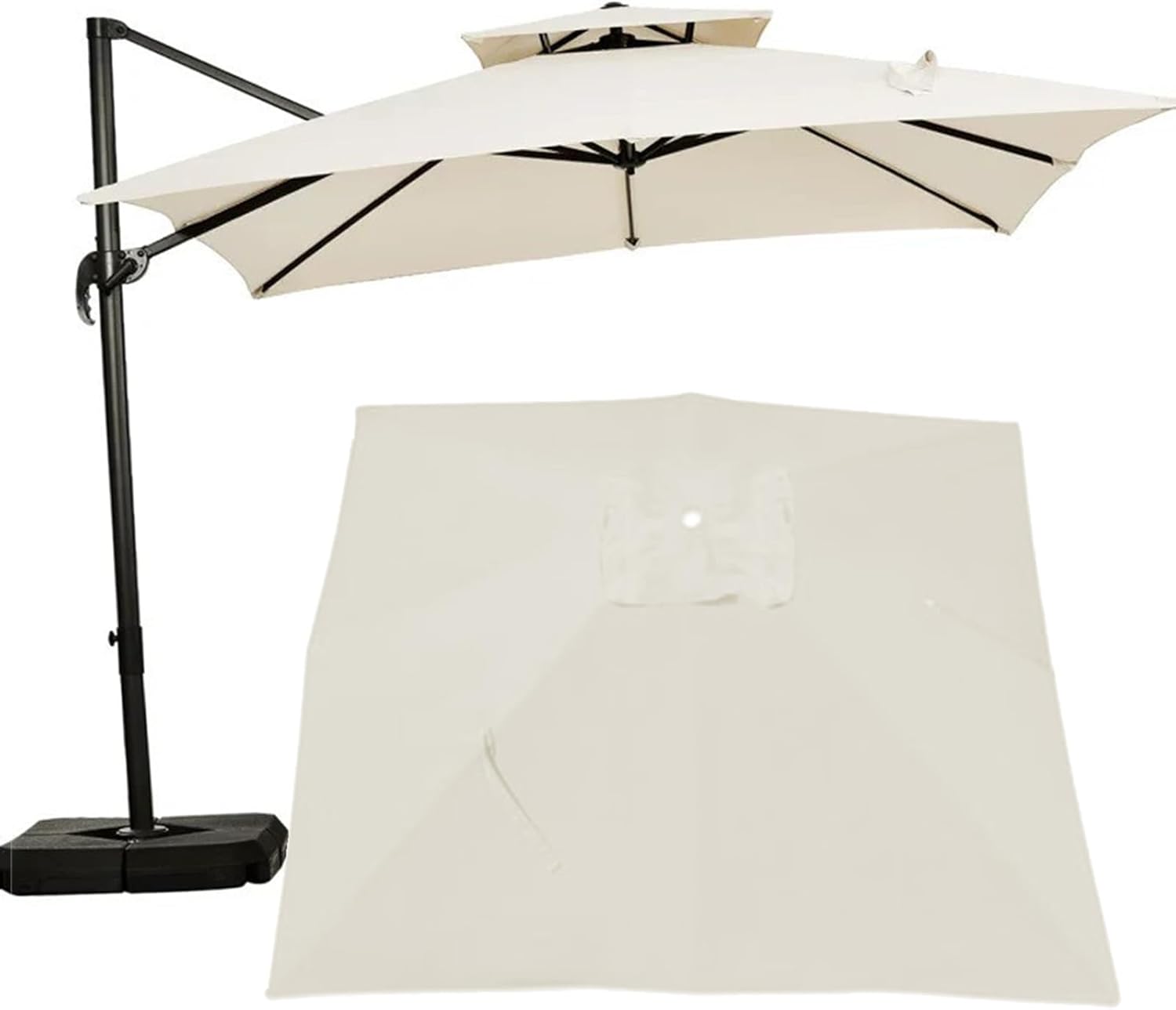 KPEGAXS Parasol Vervangende Hoes 300x300cm Vierkante Vrijdragende