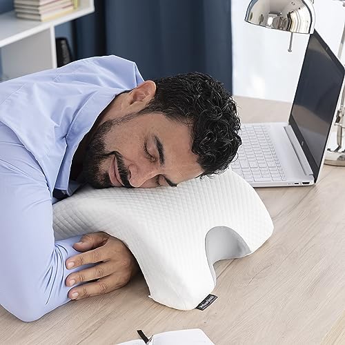 InnovaGoods - Viskoelastisches Nackenkissen für Paare, Ergonomisches Design für Entspannung zu Zweit, Memory-Schaum für Druckentlastung, Abnehmbarer Bezug, Weiß, 36 x 12,5 x 30,5 cm, Memory-Schaum