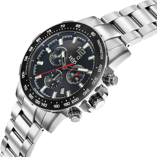 Image of Xylys Lightning with Chronograph Quartz Black Dial Silver Stainless Steel Strap Watch for Men - 40068SM01E