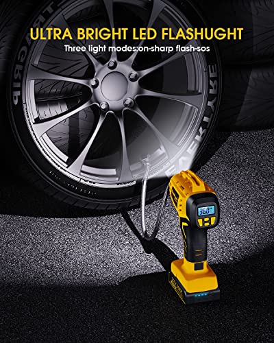 Image of KeenPower Tire Inflator Portable Air Compressor - 2X Faster - 21V Rechargeable Battery Powered Handheld 160PSI Tire Inflator, Dual Power Supply Modes, Air Pump for Car Motorcycle E-Bike