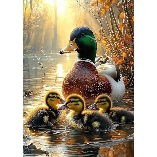 MXJSUA Canards Peinture Diamant Adulte, 5D Diamond Painting Complet, Diamant Strass Point de Croix Cristal Painting, Murale Décoration, 30x40 cm