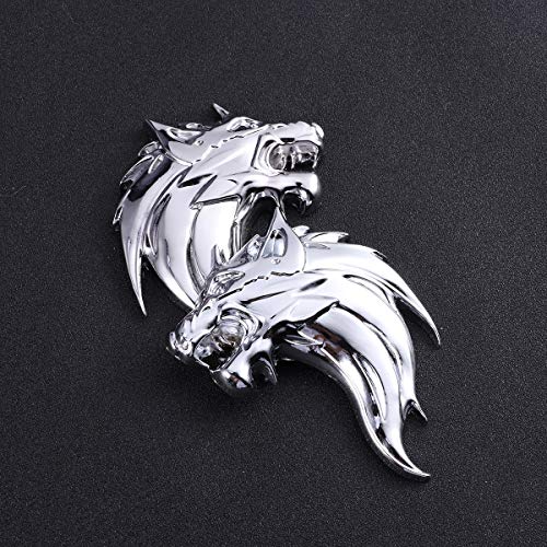 1 par de adesivos adesivos de metal 3D cabeça de lobo lateral do carro para-choque traseiro porta-ma