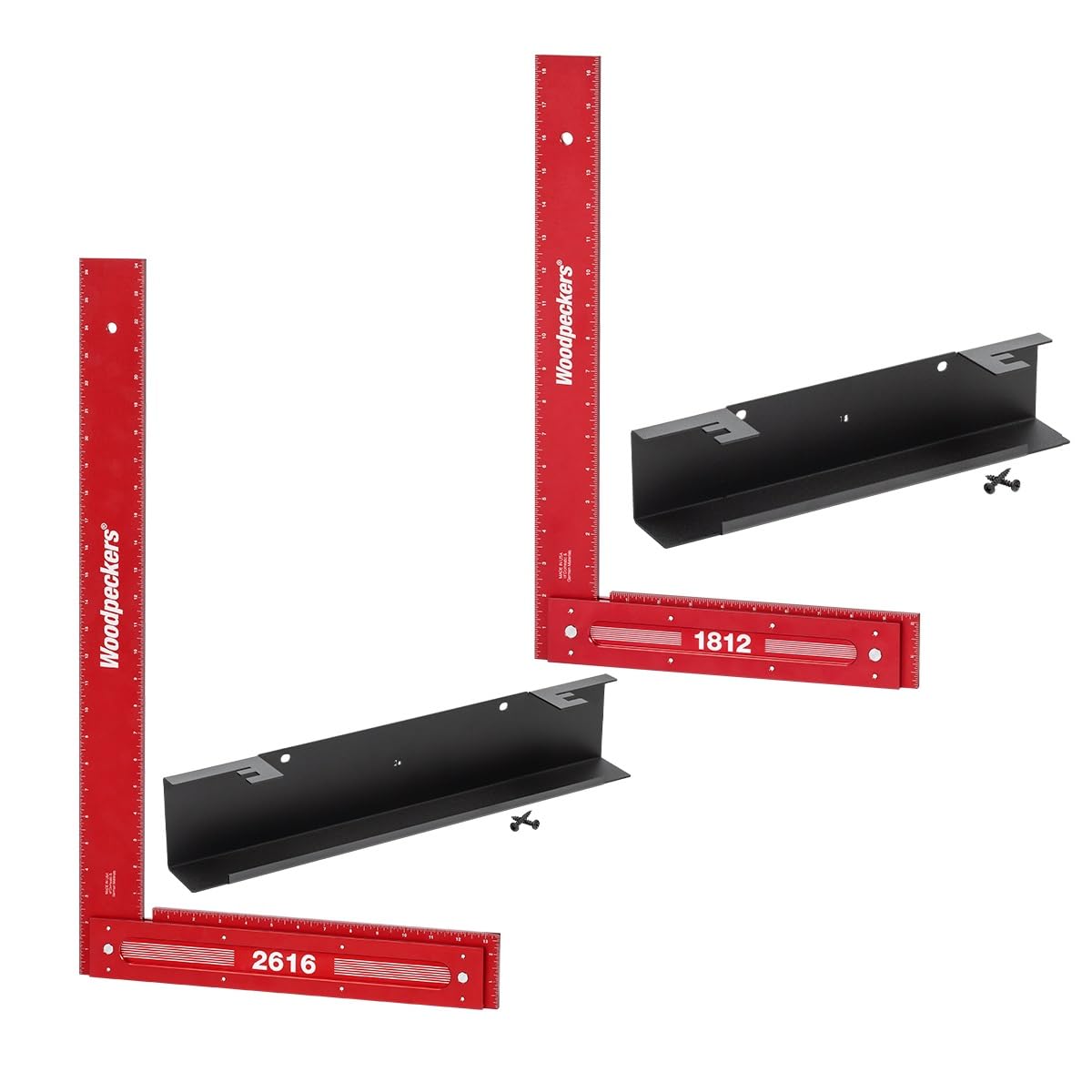 Woodpeckers Precision Woodworking Square Set, 18 Inch & 26 Inch, Aluminum, USA Made, Feature Packed Square, Self Standing, Shoulder Lip