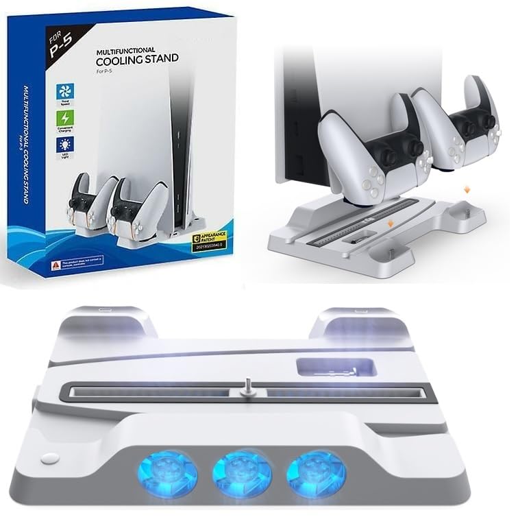 TMG PS5 Multifunctional Cooling Stand,PS5 Controller Charger Station with Cooling Fans and LED Indicator, 3 Levels Adjustable Fan Speed - White (B0CM418WF3) Amazon Price History, Amazon Price Tracker