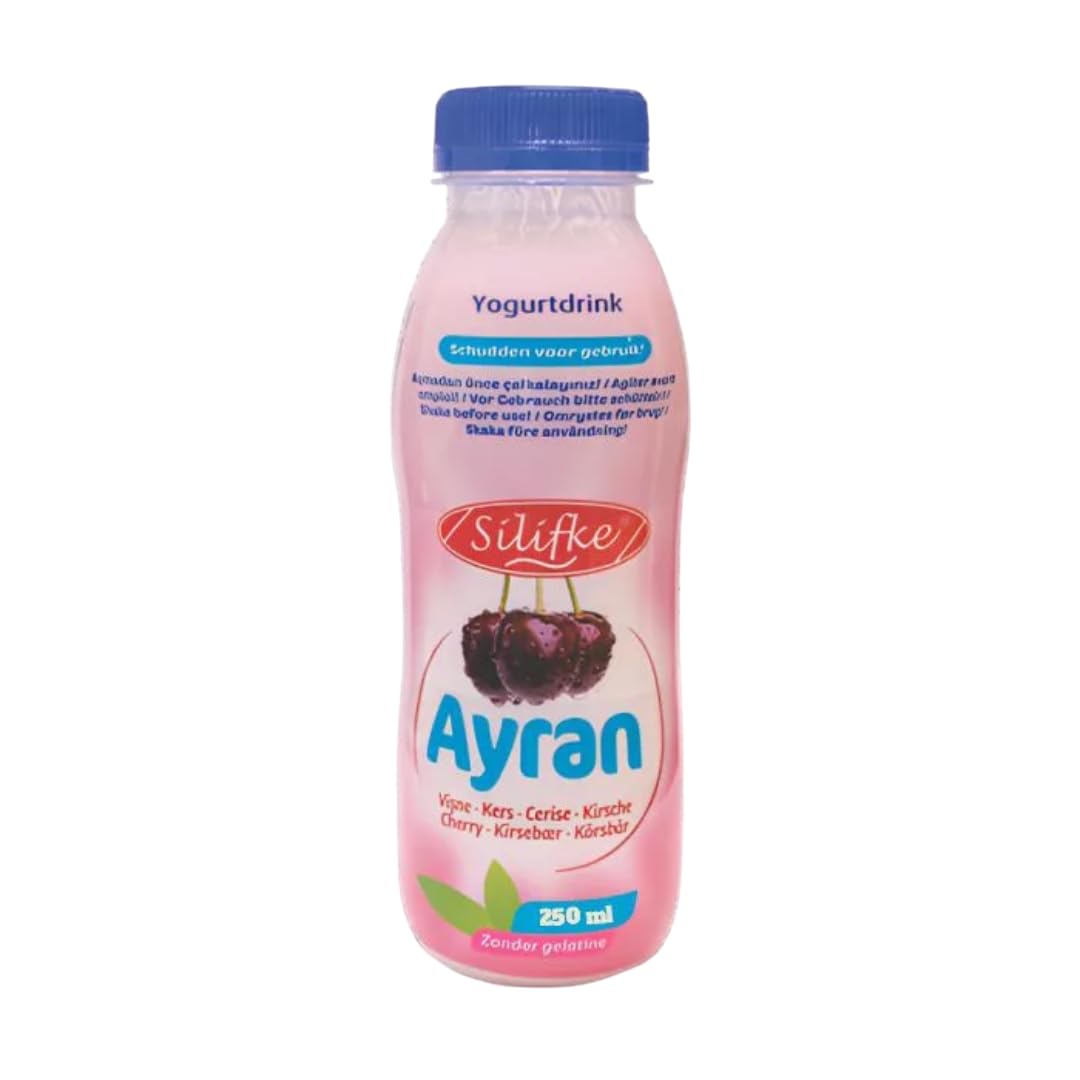 Silifke Kirsche Ayran – Kirsche Joghurtgetränk mit Milch, Praktisch und Erfrischend 250 Mililiter, 6 Er
