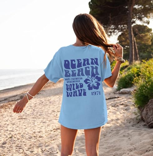 Hawaiian Shirts for Women Teen Girls Oversized Aesthetic Preppy Hibiscus Graphic Tees Beach Vacation Tshirts Tops3