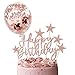 iZoeL Oro Champagne Compleanno Torta Topper, Banner di Buon Compleanno Coriandoli Palloncino Stella Candela Decorazione della Torta, per Ragazza Feste di Compleanno