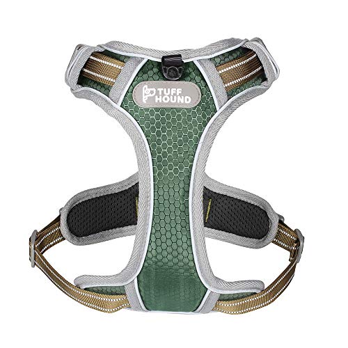 TUFF HOUND Dog Harness, No-Pull Pet Harness with 2 Metal Rings for Small Medium Large Dogs Adjustable Reflective Oxford…