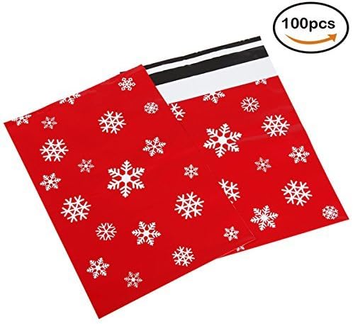 Pack4Life 10x13 Winter Poly Mailers with Elegant Snowflake Patterns Holiday Self Sealing Shipping Envelopes Bags Pack of 100
