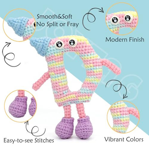 Image of 3 Pack Rainbow Beginner Crochet Yarn for Crocheting Knitting Multicolor Cotton Crochet Yarn for Beginners Easy Yarn for Beginners(Yellow Pink Purple Blue)