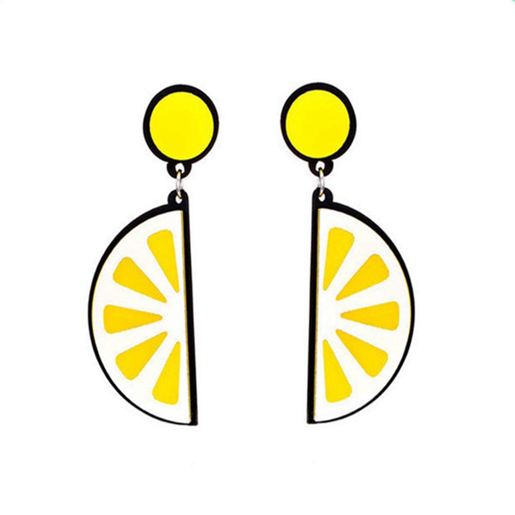 Fun Fruit Lemon Earrings 80s Acrylic Fruit Neon Fashion Acrylic Fruit Dangle Earring Jewelry for Women