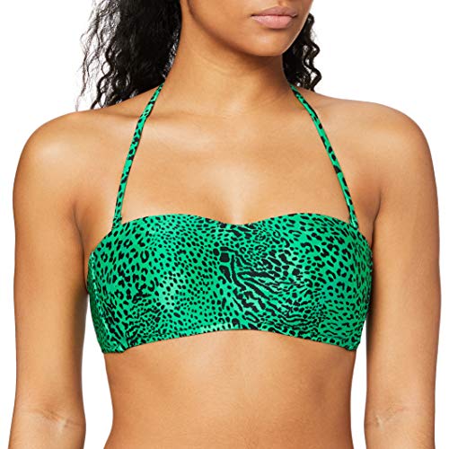 Seafolly Women's Spliced Bustier Bandeau Bikini Top Swimsuit, Wild Ones Jade, 10 US
