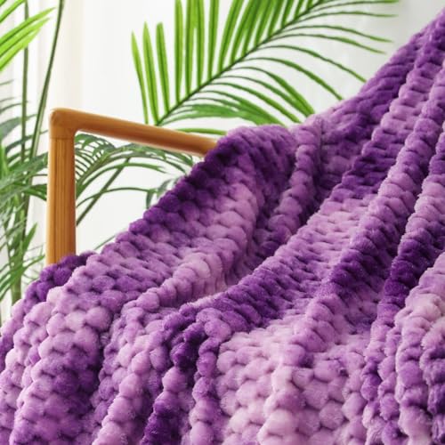 Image of Exclusivo Mezcla 3D Fleece Twin Size Blanket for Bed, Tie-dye Purple | Extra Soft Fuzzy Plush Lightweight Bed Blankets, Cozy Fluffy Decorative Blankets for All Seasons, 60x80 Inches