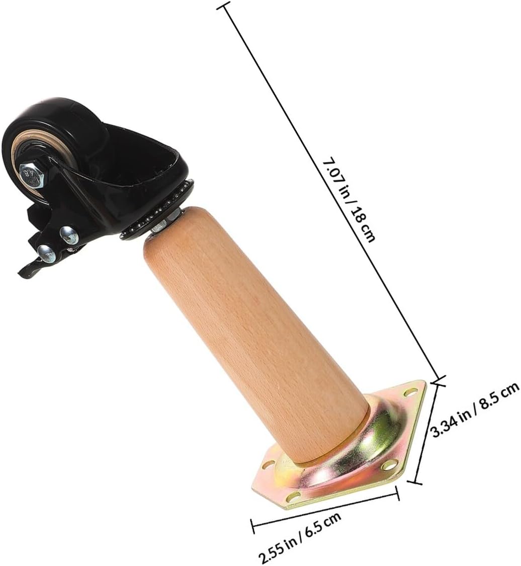 4 Pcs Solid Beech Wood Furniture Legs with 6.2 Cm Caster Wheels, 10 Cm Portable Table and Coffee Table Support Legs for Living Room Cabinet and Bed Frame