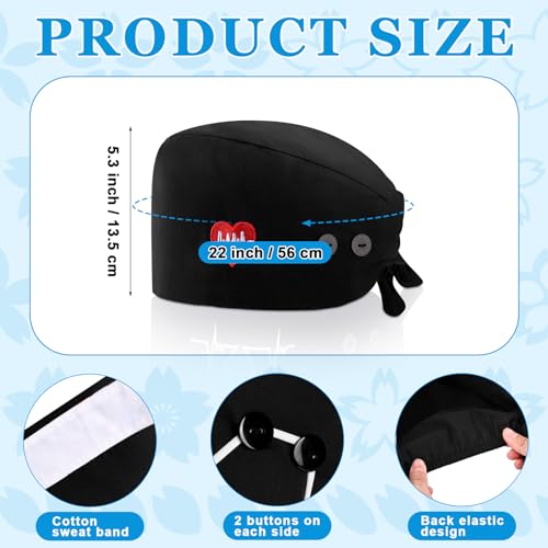 Image of Unittype 4 Pcs Nurse Caps for Women Nursing Working Caps with Button and Sweatband Adjustable Elastic Scrub Hats for Dentist