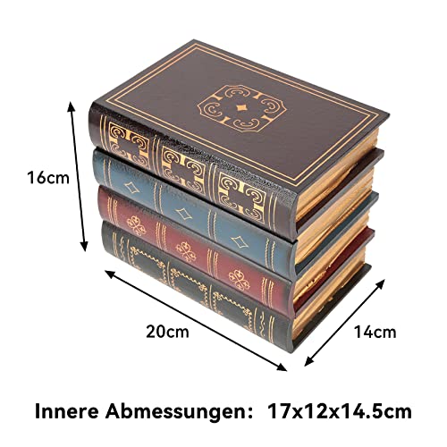 Miniatura 3 de Cajas De Libros Decorativas,Caja De Almacenamiento De Simulación Vintage,Caja De Caudales Camuflada,Libro Falsos Vintage De Estilo Europeo Para Decoración De Estantes Oficina Casa 15.9 20 Cm