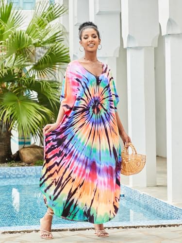 Image of Kaftan Dresses for Women Plus Size Bathing Suit Cover up Caftan Maxi Beach Dresses