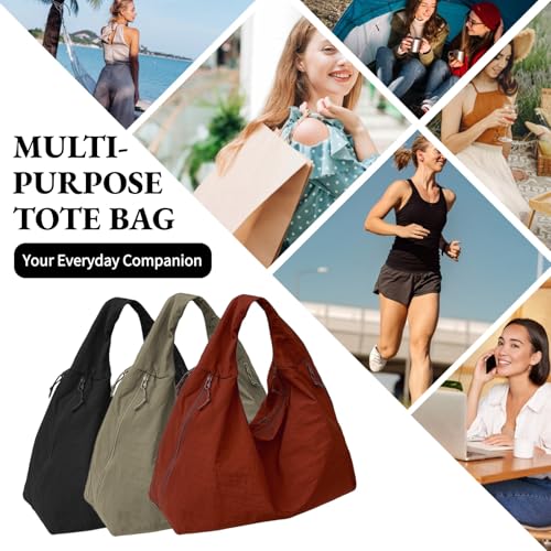 Bolso Tote Slouchy para mujer de nylon grande con bolsillos miniatura 7