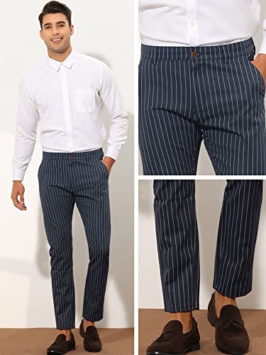 Lars Amadeus Men's Dress Striped Pants Slim Fit Flat Front Business Trousers4
