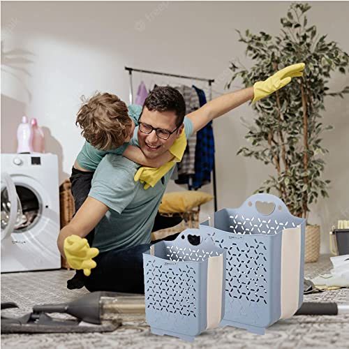 Foldable Plastic Laundry Baskets. Wall Hanging Storage Basket. Multi-Function Storage Container Waterproof Durable For Bedroom And Bathroom (M, Blue) #TOP6