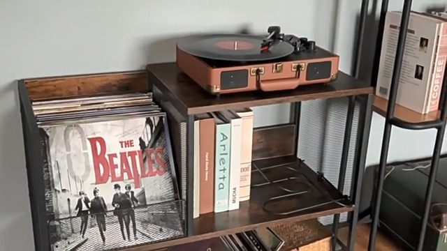 レコードプレーヤースタンド　収納ラック　二層　レコード収納　ブラック　本棚 レコードプレーヤースタンド 収納ラック 二層 レコード収納