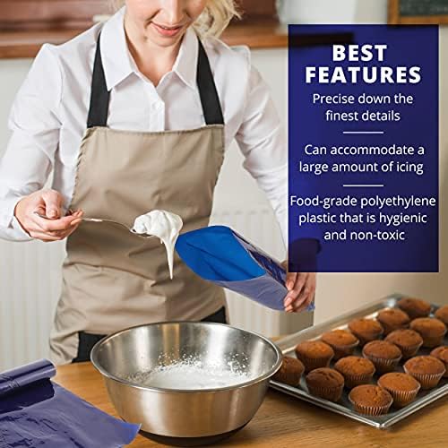 Treat Story Large Disposable Piping Bags 21-inch, Easy to Use Thick Icing Bags for Cake and Dessert Decorations, Easy to tear off roll of 22 pcs